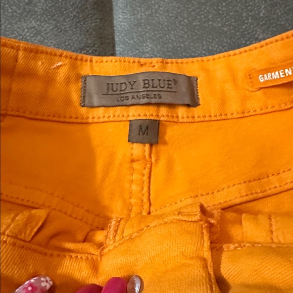 Judy Blue Bright Orange Frayed Hem Jean Shorts - Picture 4 of 4